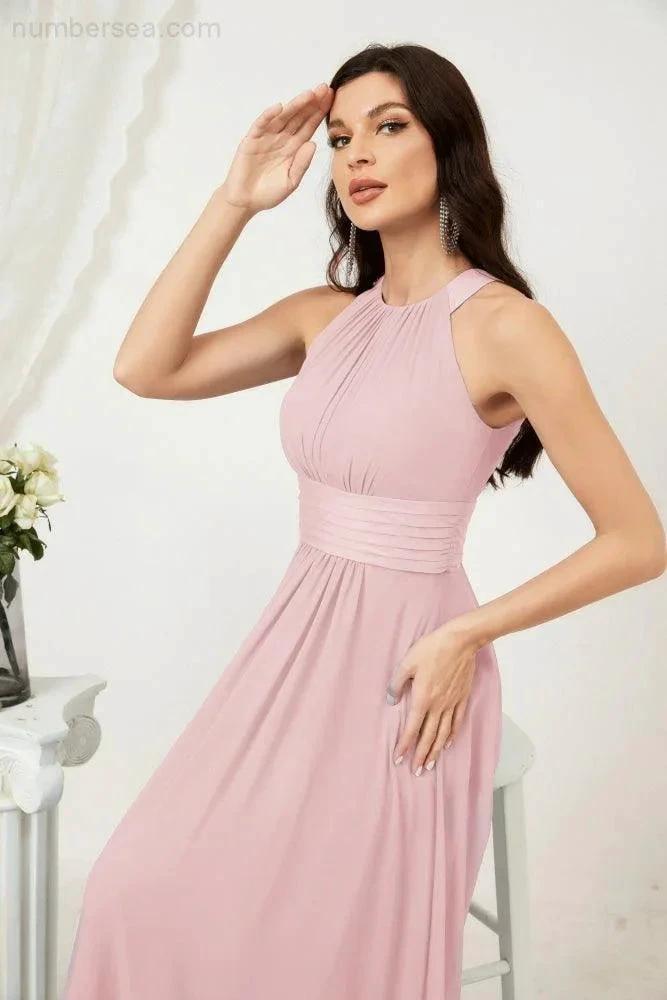 ZapDress Formal Party Gown Dress Chiffon Halter Long Sleeveless Bridesmaid Dresses 2802 (ZD16960)