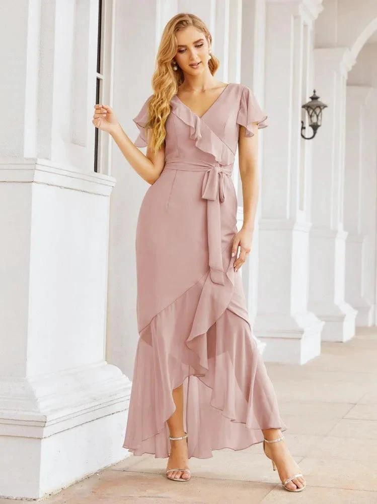 Numbersea Ruffled Bridesmaid Dresses Mermaid Formal Violin Evening Party Prom Gowns 28042 by numbersea