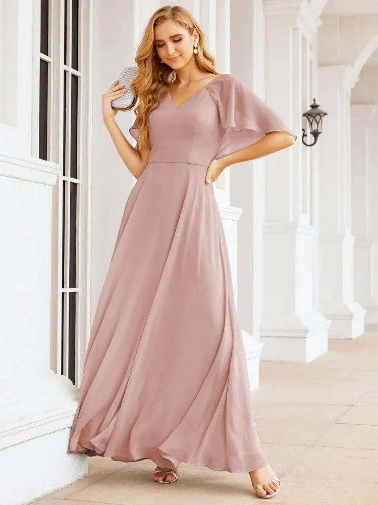 Numbersea Bridesmaid Dresses for Wedding Formal Evening Party Prom Gown with Cape 28050 by numbersea