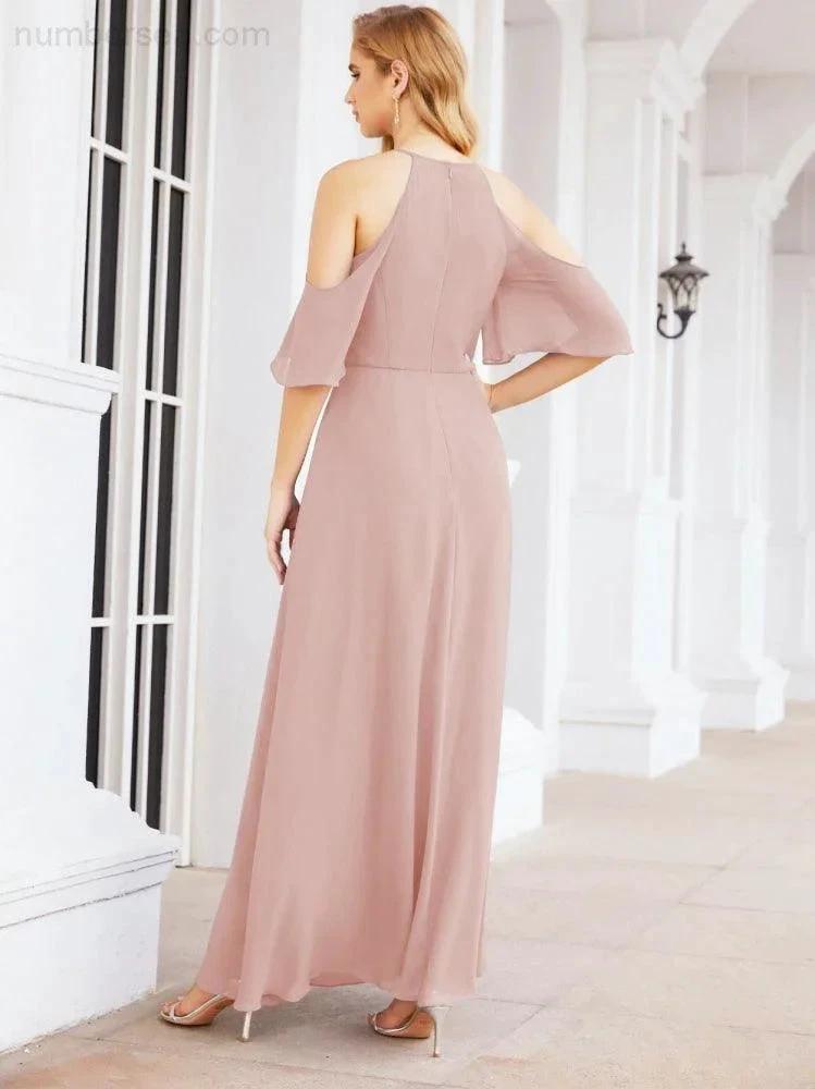 ZapDress Cold Shoulder Bridesmaid Dresses A-Line Long Formal Evening Gowns 28074 (ZD17048)