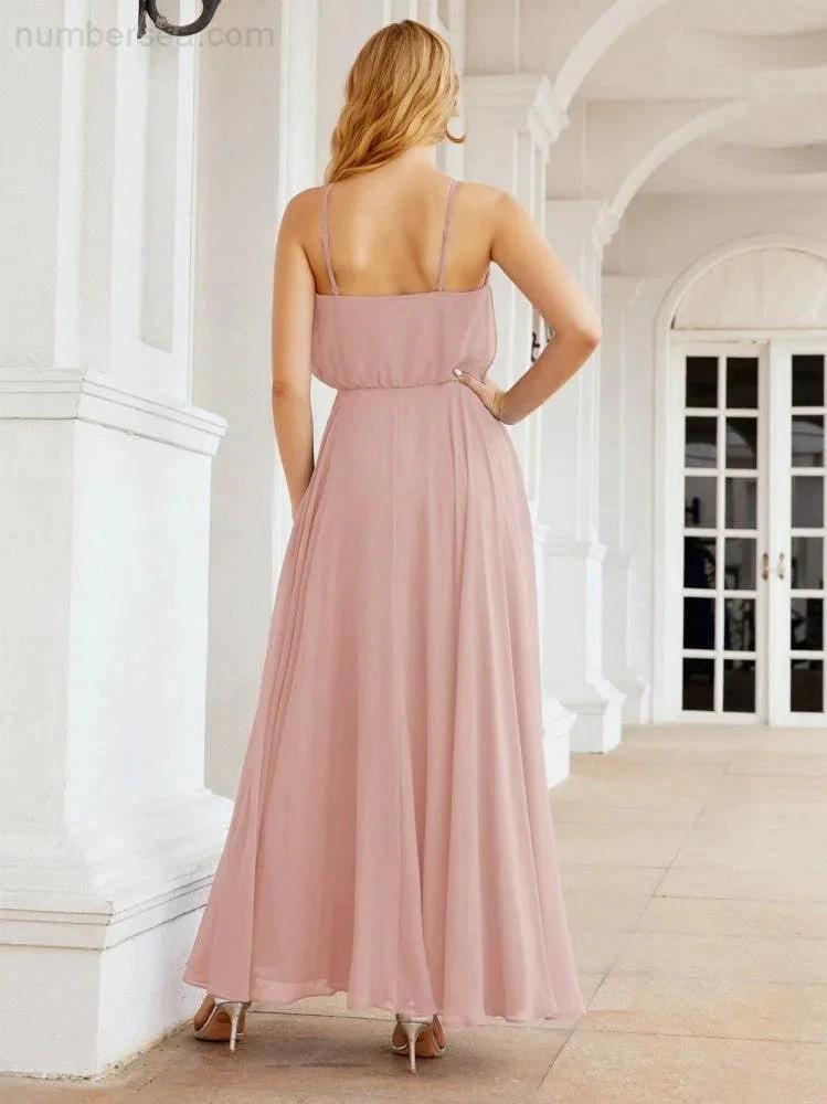 ZapDress Halter Long Bridesmaid Dresses Formal A line Juniors Dress 28029 (ZD17029)