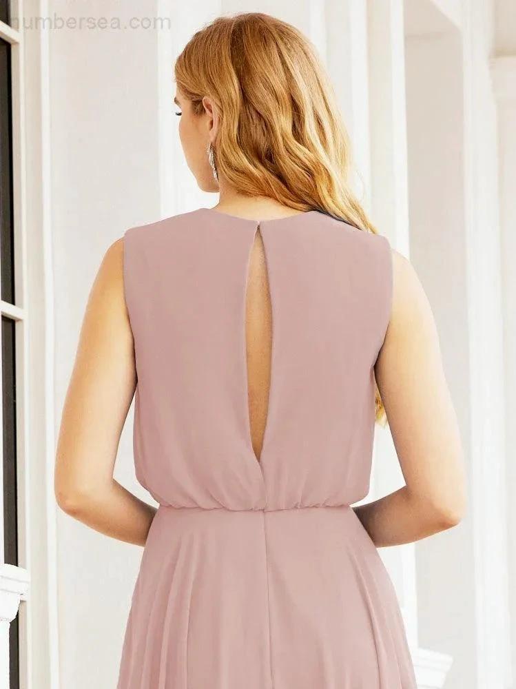 ZapDress Sleeveless Long Bridesmaid Dress A line Formal Evening Prom Gown 28025 (ZD17053)