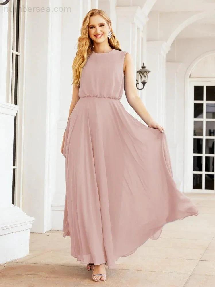 ZapDress Sleeveless Long Bridesmaid Dress A line Formal Evening Prom Gown 28025 (ZD17053)