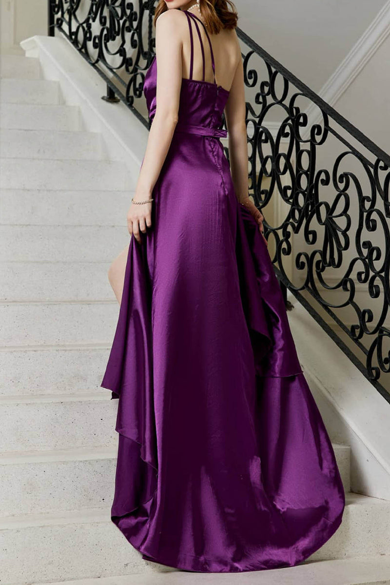 Elegant Solid Slit Oblique Collar Evening Dress Dresses - View 9 | VelvetHem