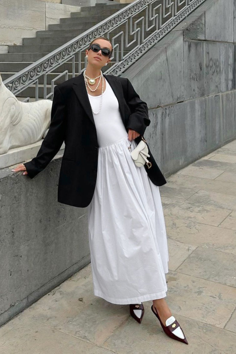 Knit U-Neck Maxi Dress - Fashionpara