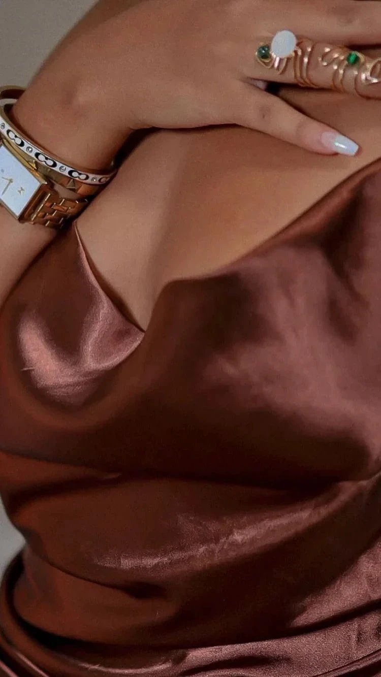 Brown Spaghetti Straps Silk Dress Sexy Homecoming Dress (ZD12557)