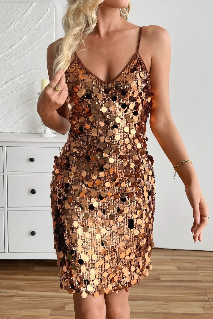 Large Sequin Sleeveless Cami Sequin Dress - VelvetHem