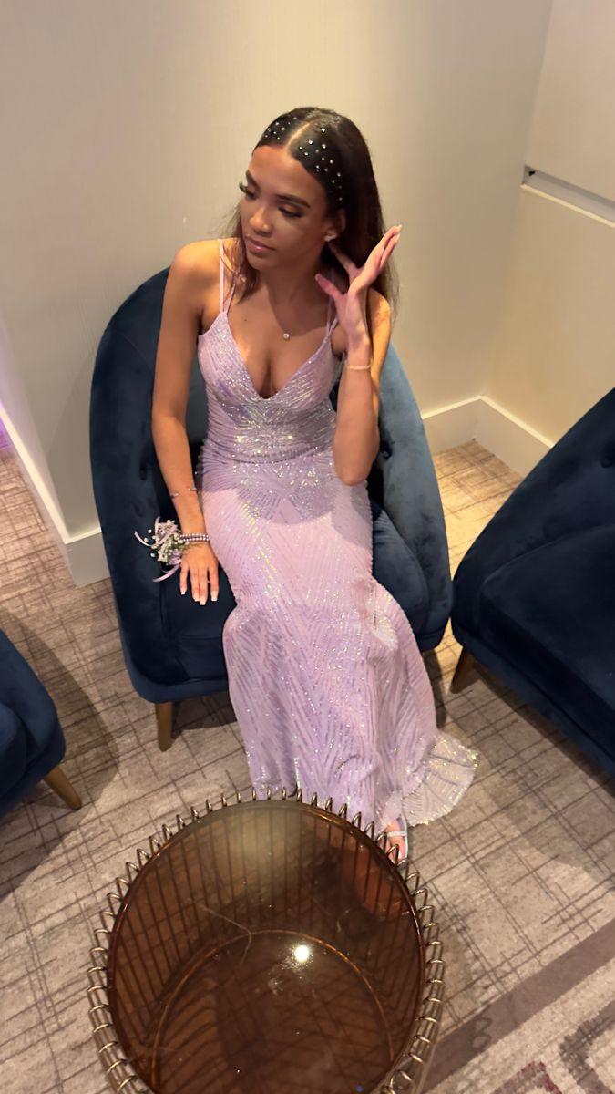 Luxury Lilac Spaghetti Straps Vneck Backless Evening Dress Mermaid Party Prom Dress - View 6 | FashionDia