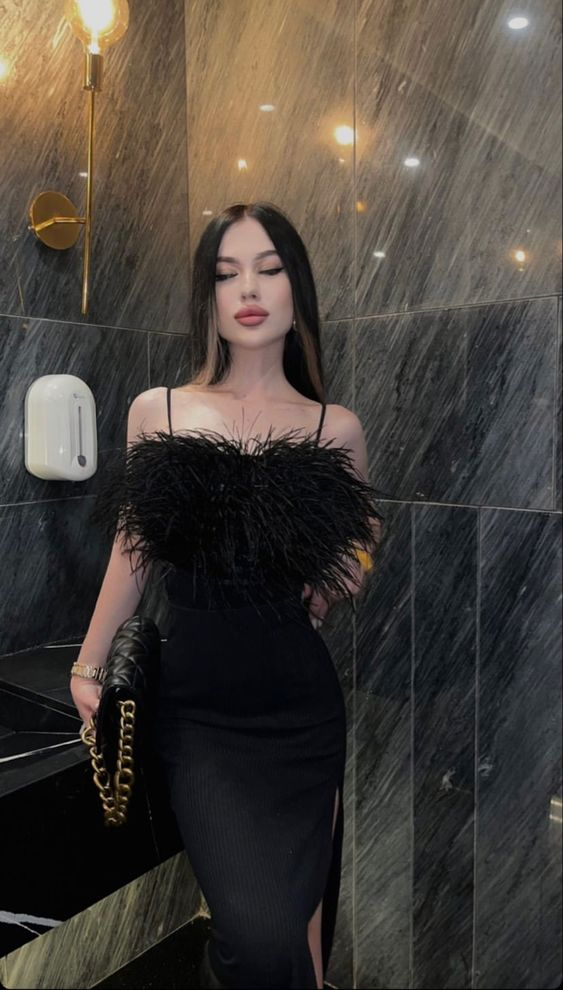 Classy Black Long Prom Dress With Split Black Evening Dress Y6419 - VelvetHem