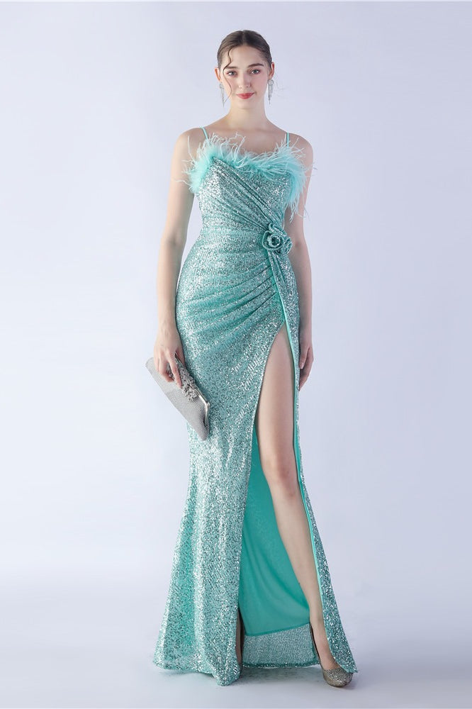 Ostrich Feather Embellished Dress with Relaxed Fit and Everyday Wear