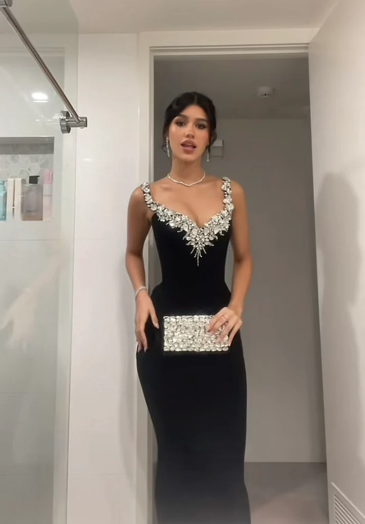 Black Mermaid Sexy Long Formal Dress Evening Party Dresses J8072