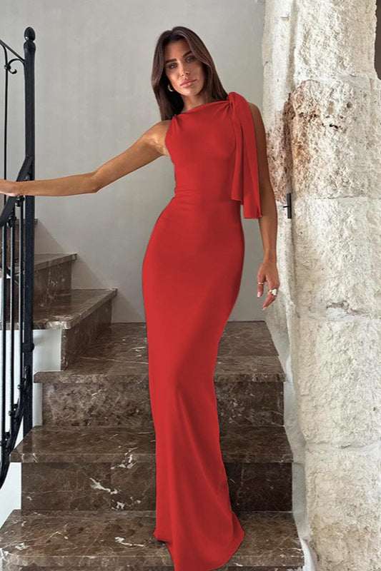 Solid Color Asymmetric Work Dress - View 10 | VelvetHem