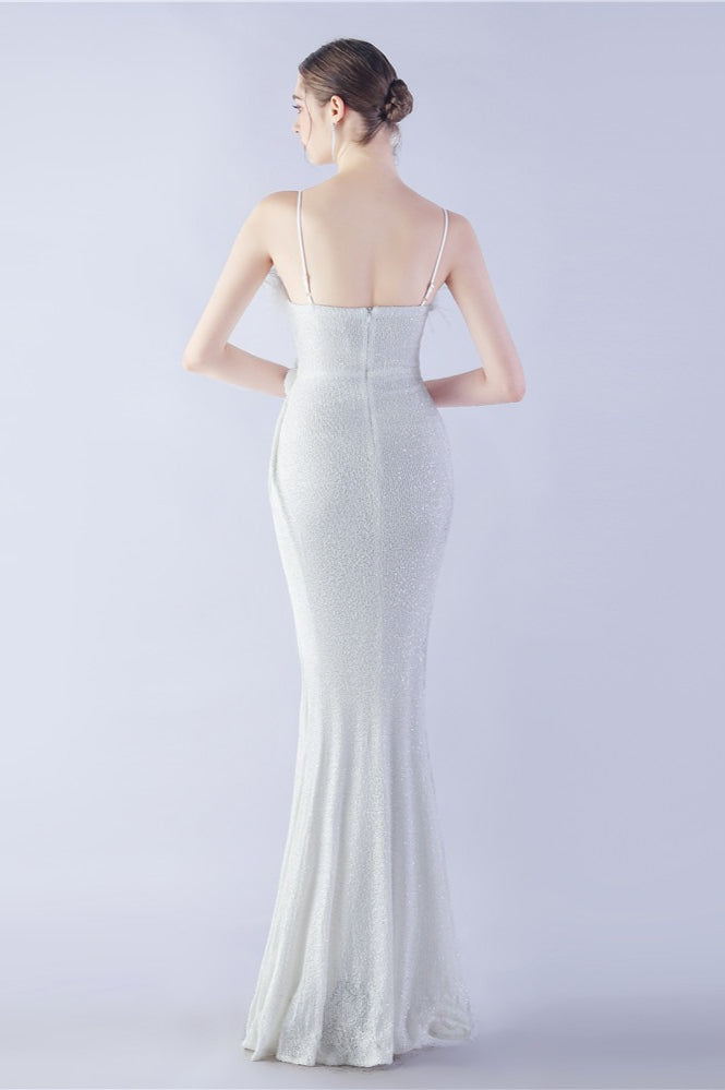 Ostrich Feather Embellished Dress with Relaxed Fit and Everyday Wear
