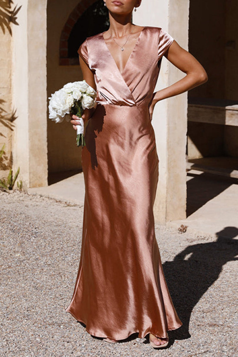 Celebrities Formal Solid V Neck Evening Dress Dresses - View 8 | VelvetHem