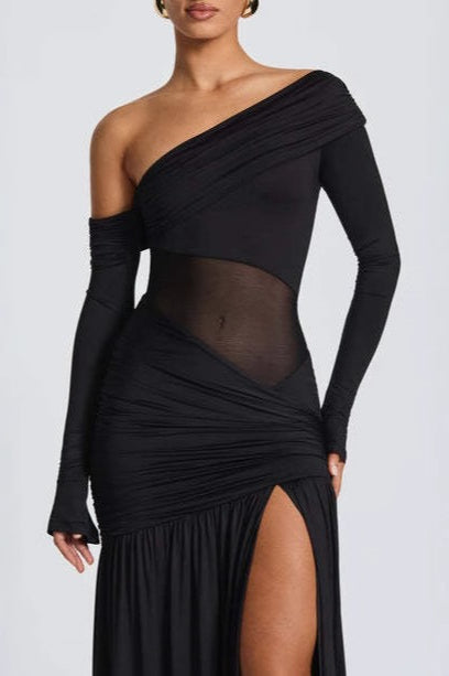 Sheer Pleated Off Modern Dress for Streetwear Style Boutique Fashion Style