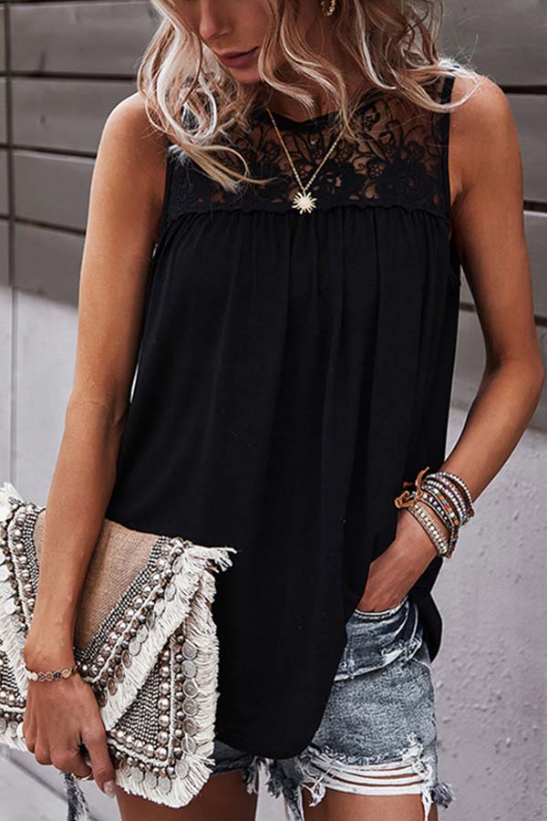 Crochet Lace Patchwork Casual Tank Top