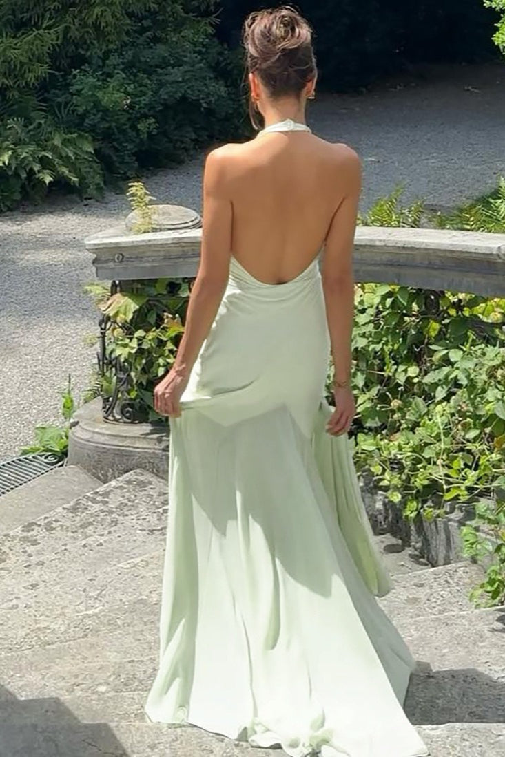 Deep V-Neck Sheer Back Party Dress - View 7 | VelvetHem
