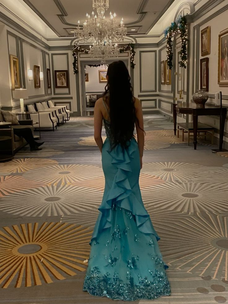 Peacock Blue Party Dress Mermaid Prom & Evening Dress Graduation Dress - FashionDia