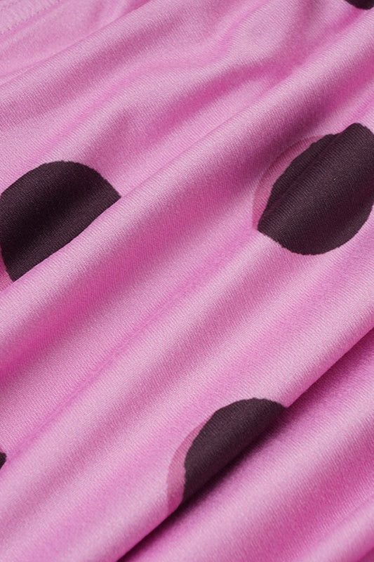 Polka Dot Halter V-Neck Color Block Bodycon Maxi Dress - View 4 | VelvetHem