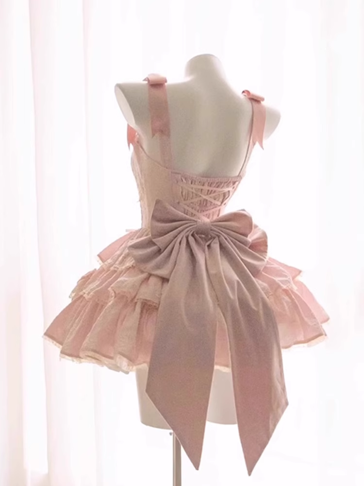 Cute Ball Gown Straps Sleeveless Short Pink Birthday Dresses Birthday Outfits - View 2 | FashionDia