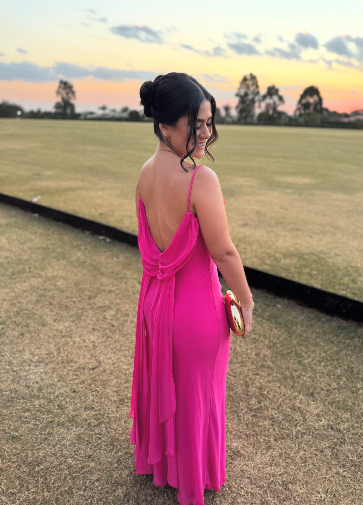 Spaghetti Straps Pink Mermaid Wedding Guest Dress Chiffon Party Dress
