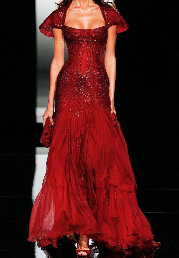 Charming Strapless Burgundy Mermaid Chiffon Sequins Evening Gown,Long Prom Dress