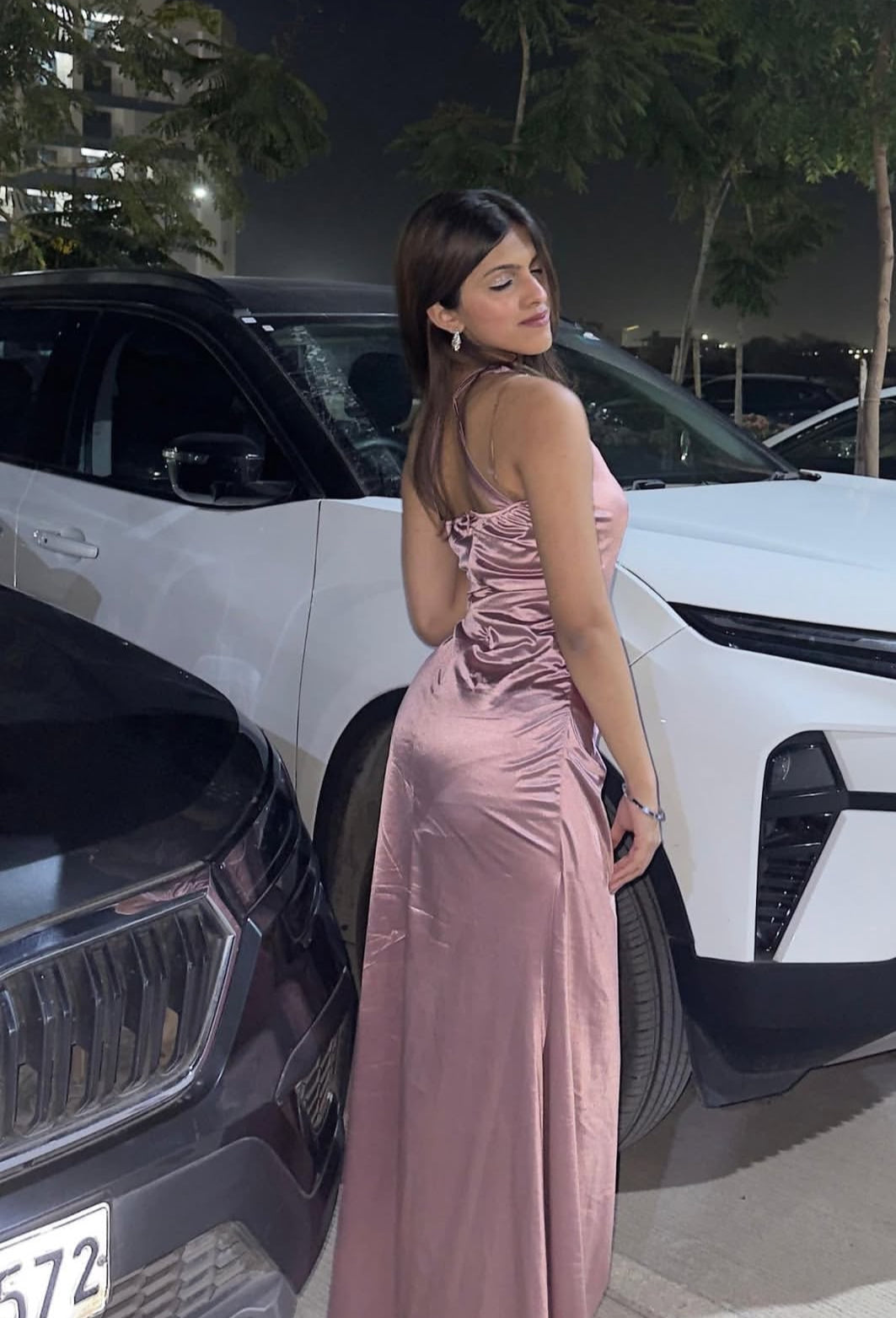Pink Mermaid Satin Long Prom Dress Satin Graduation Dress