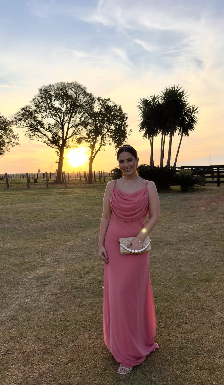 Pink Chiffon Wedding Guest Dress Spaghetti Straps Party Dress J8838
