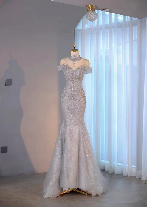 Stunning Mermaid Off-the-Shoulder Prom Dress,Pageant Dress - View 2 | FashionDia