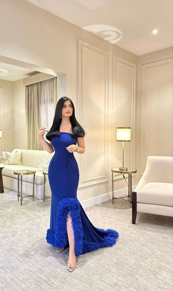 Elegant Blue Mermaid Evening Dress Blue Formal Dress Y6397 - View 3 | VelvetHem