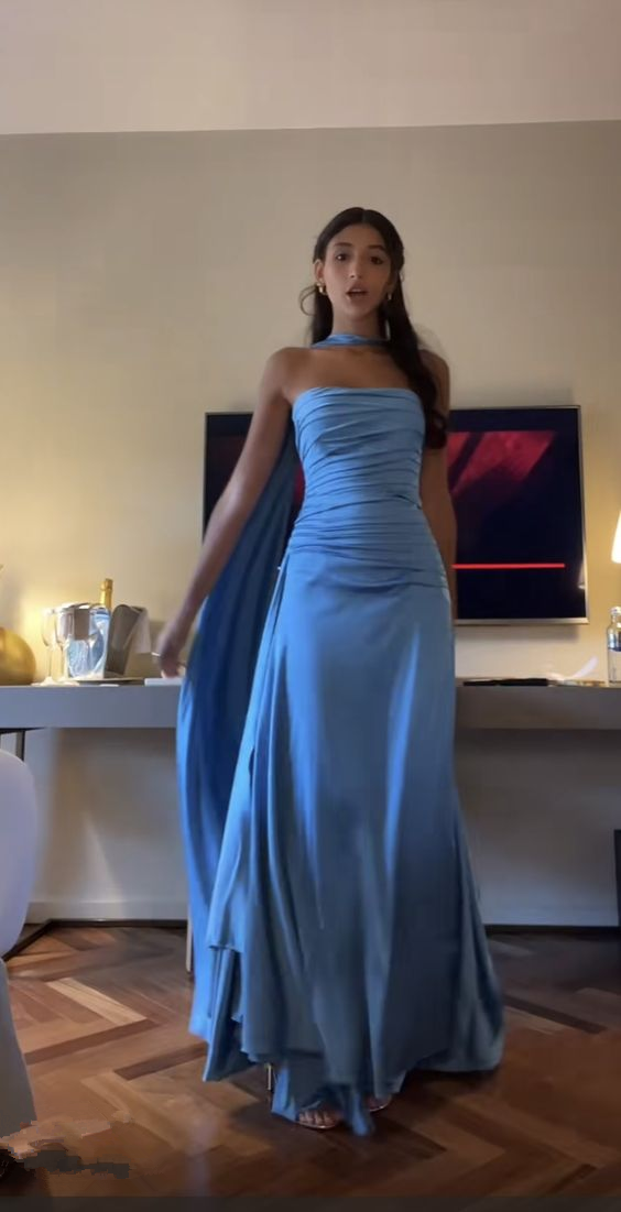 Chic Blue Long Prom Dress,Blue Evening Dress