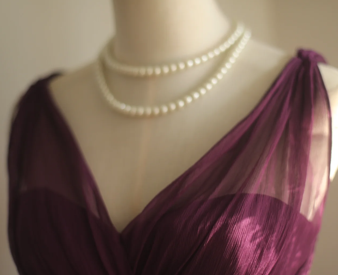 Charming Purple V-Neck Tulle Long Wedding Guest Dress Formal Evening & Prom Dress - View 7 | FashionDia