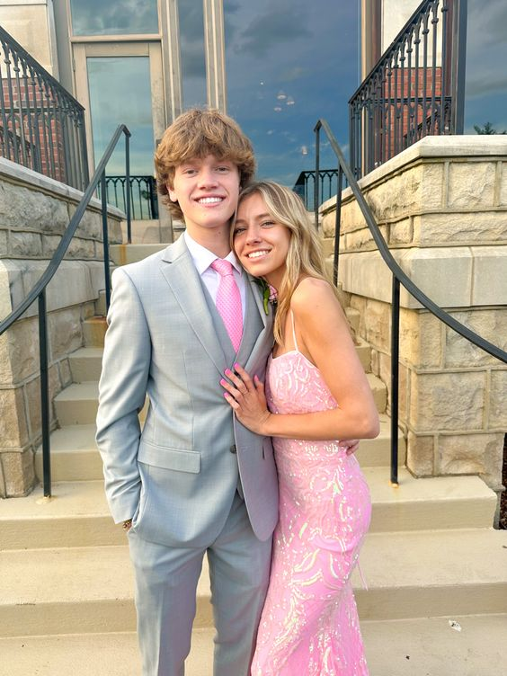 Elegant Pink Sequins Mermaid Prom Dress,Pink Evening Dress