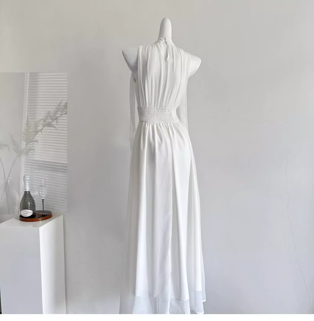 Retro Purple Halter Chiffon Long Vacation Dress Birthday Dress - View 3 | FashionDia