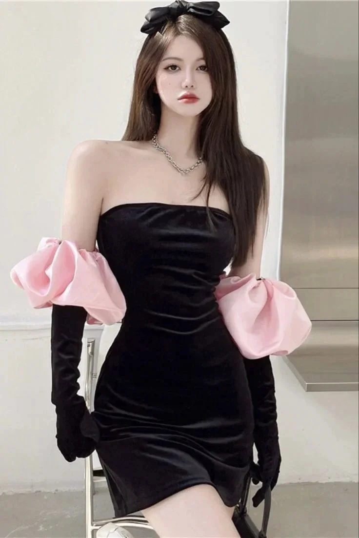 Sexy Black Strapless Homecoming Dress Black Party Dress Y2381 by simplepromdress