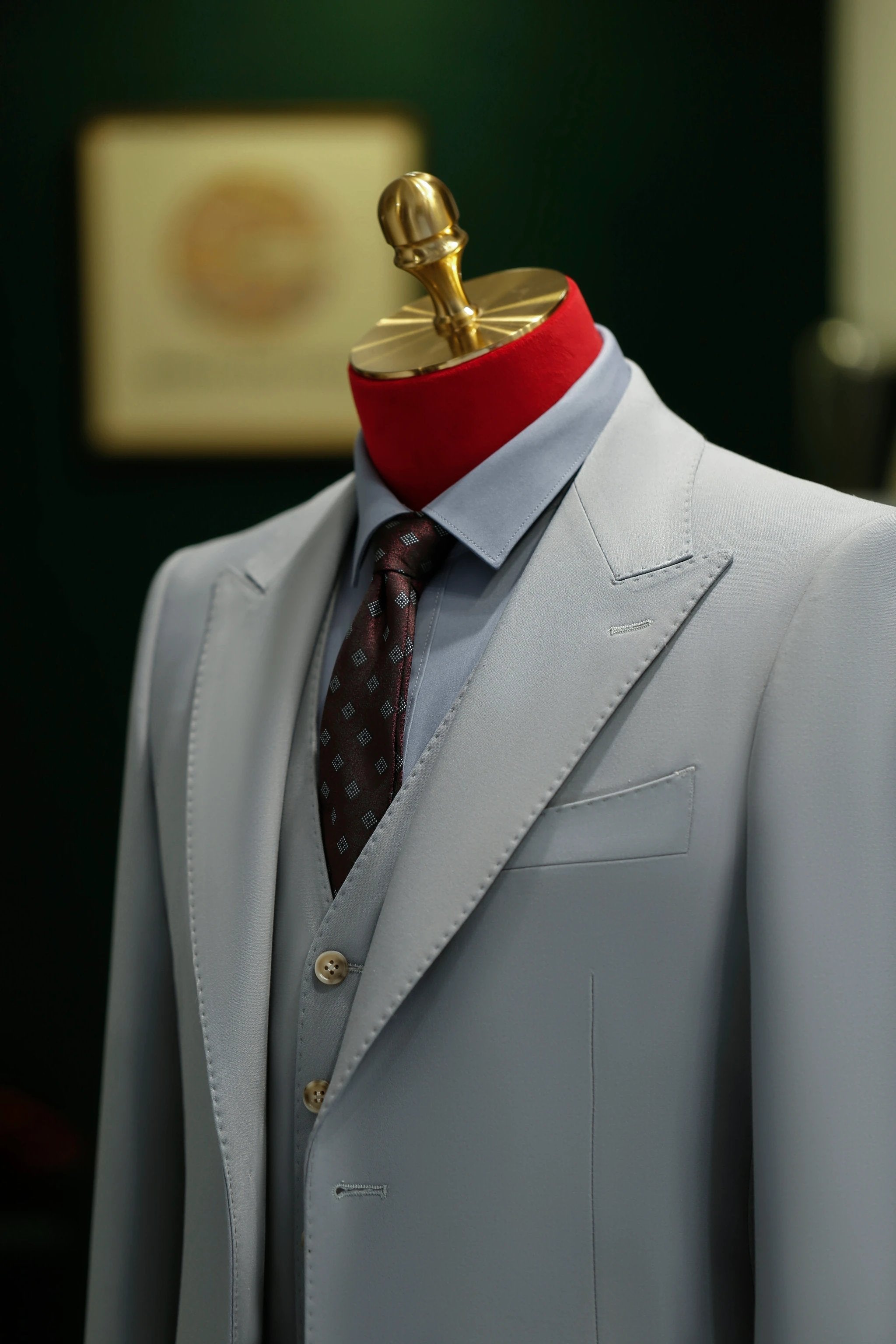 Light Grey Three Piece Wool Suit For Groom And Business Formal (ZD17094)