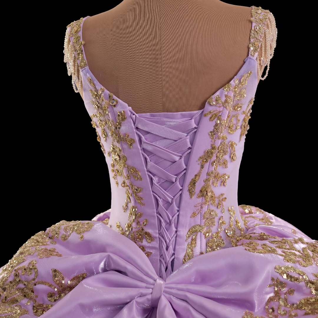 Retro Style A Line Sweetheart Purple Quinceanera Dress with Appliques Criss Cross Back - View 6 | FashionDia