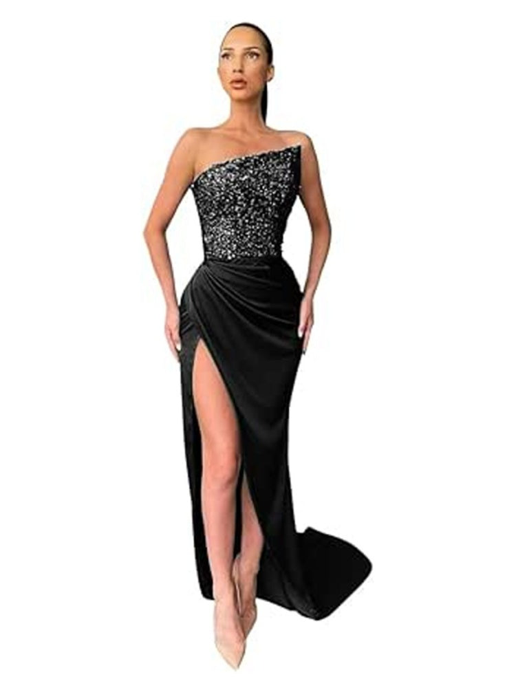 Celestial Glitter Evening Maxi Gown