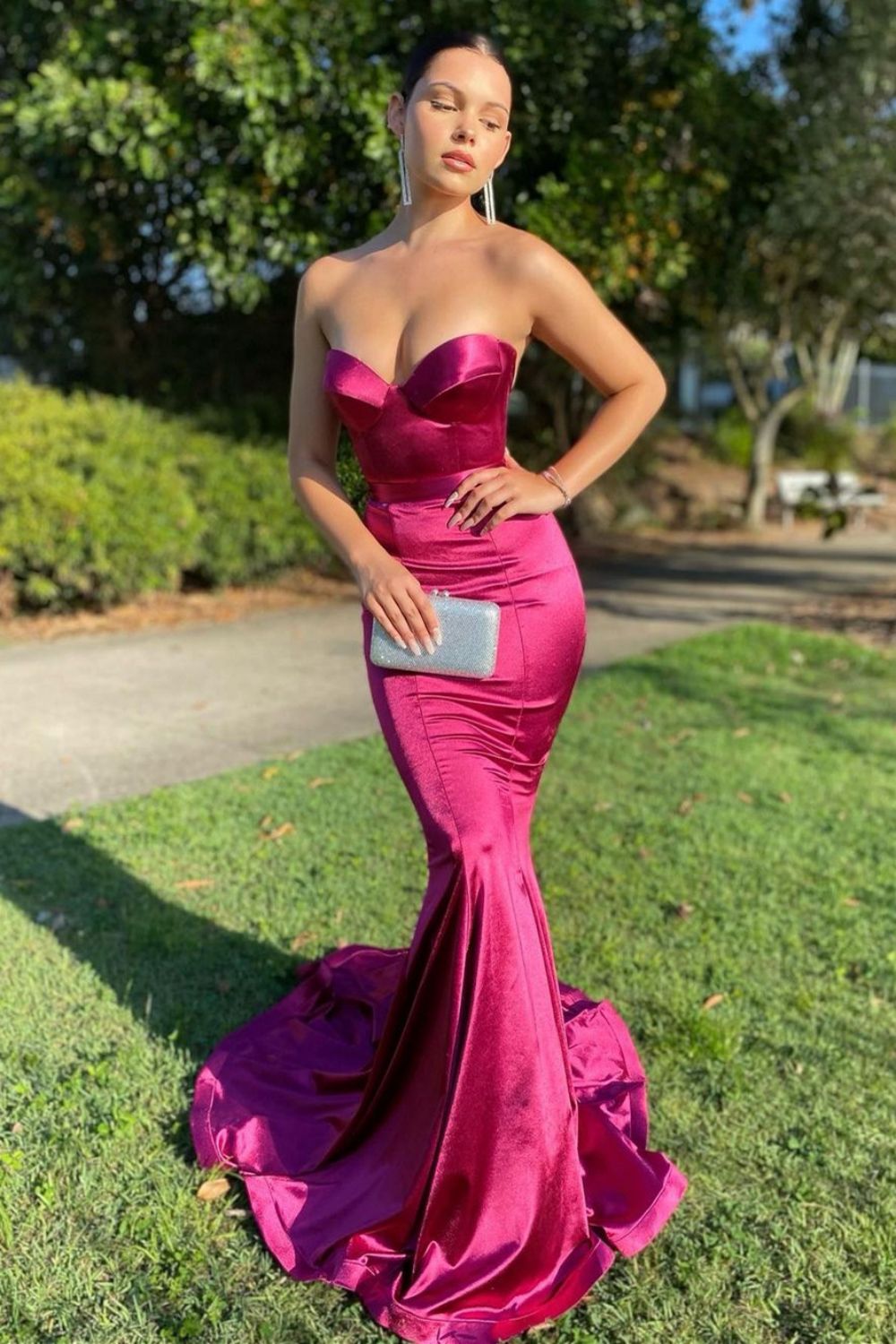 Stylish Mermaid Sweetheart Fuchsia Long Prom Dress - FashionDia