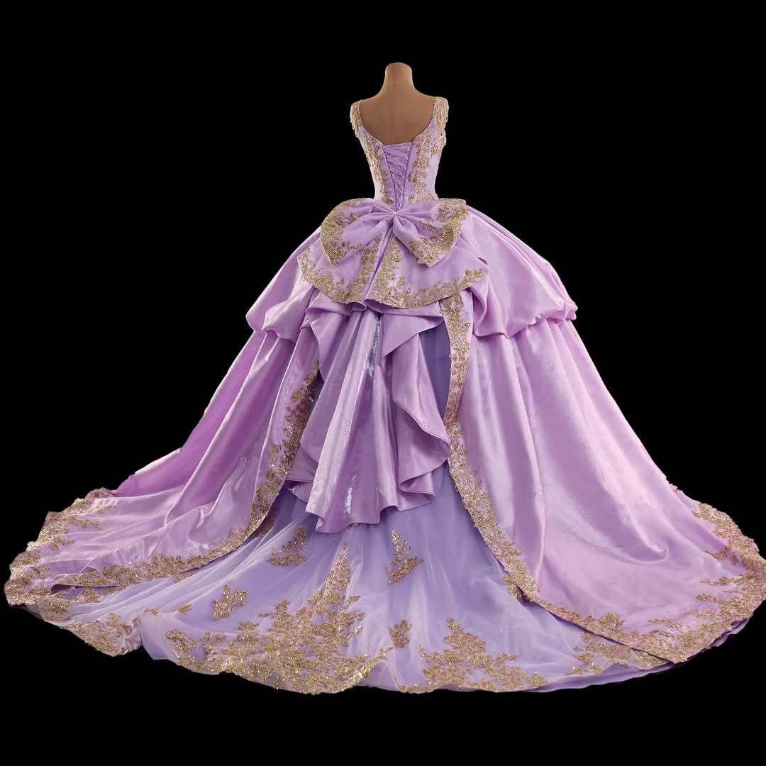 Retro Style A Line Sweetheart Purple Quinceanera Dress with Appliques Criss Cross Back - View 2 | FashionDia