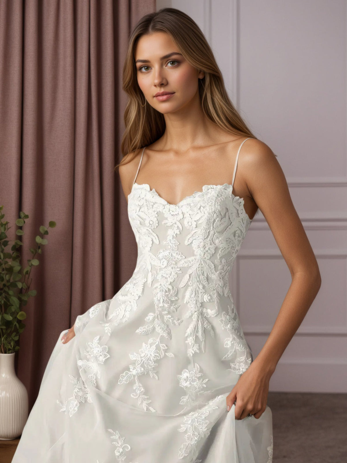 White Ball-Gown Strapless Lace Wedding Dress - View 9 | FashionDia