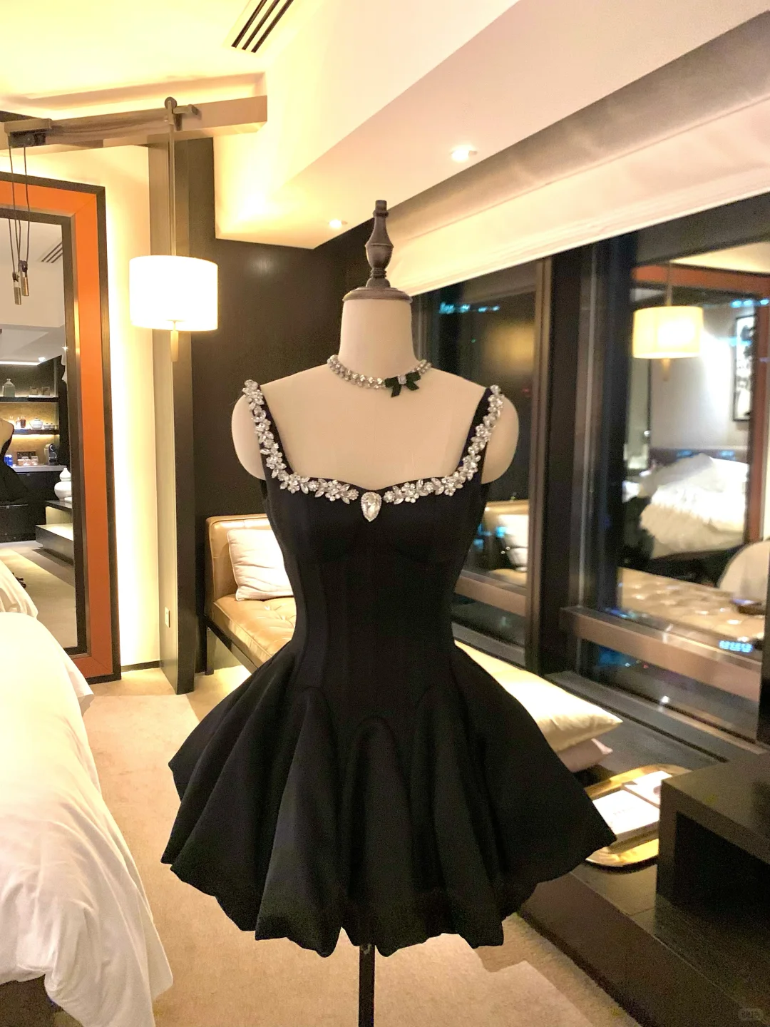 Classy Black Satin Beaded A Line Short Birthday Outfits Homecoming Dress