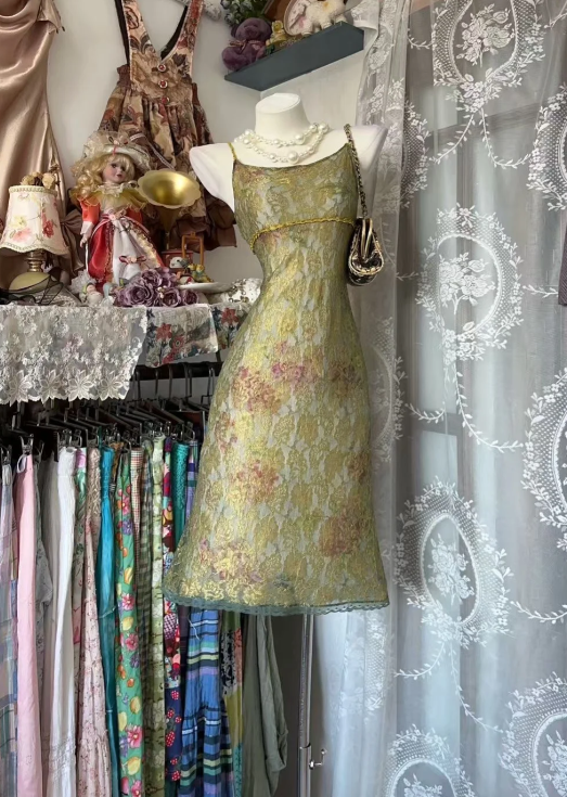 Green Lace Prom Dress Vintage 21st Birthday Outfit - VelvetHem