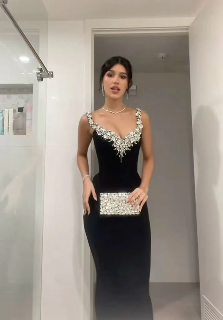 Black Mermaid Sexy Long Formal Dress Evening Party Dresses J8072