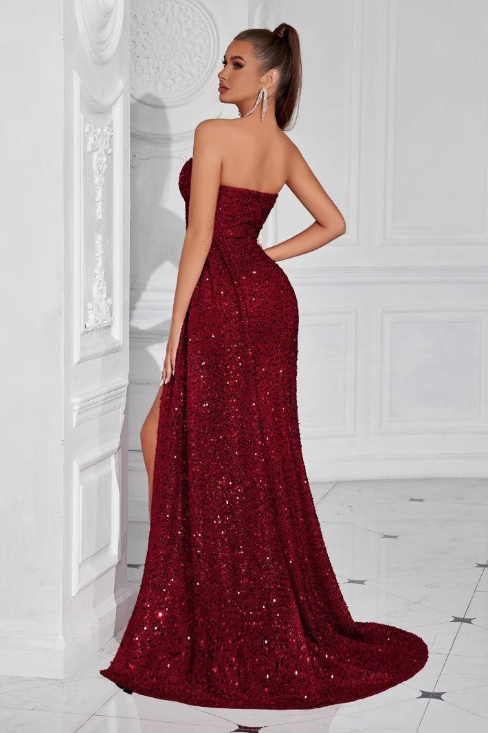 Strapless Split Maxi Urban Dress for Boutique Fashion Look