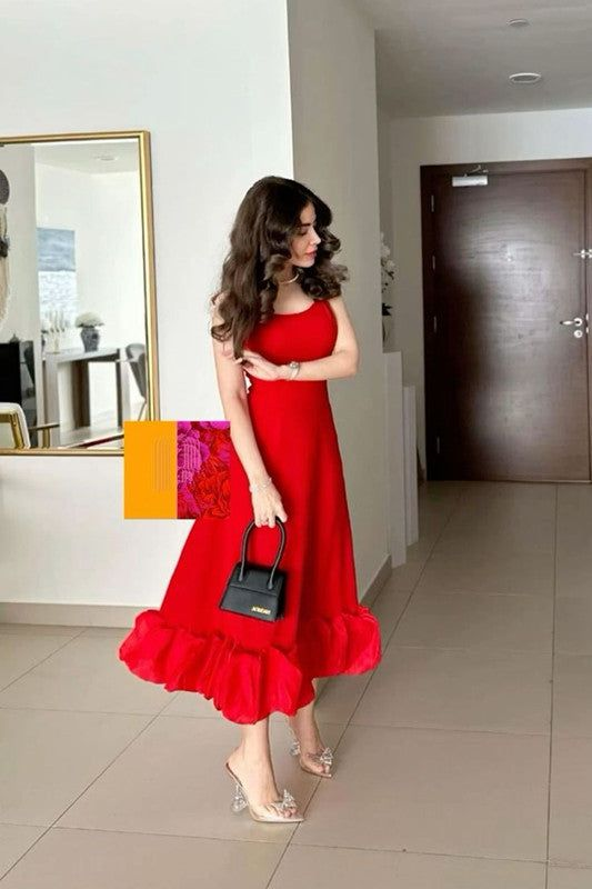 Beautiful Red Knee Length Prom Dress Party Evening Gown - FashionDia