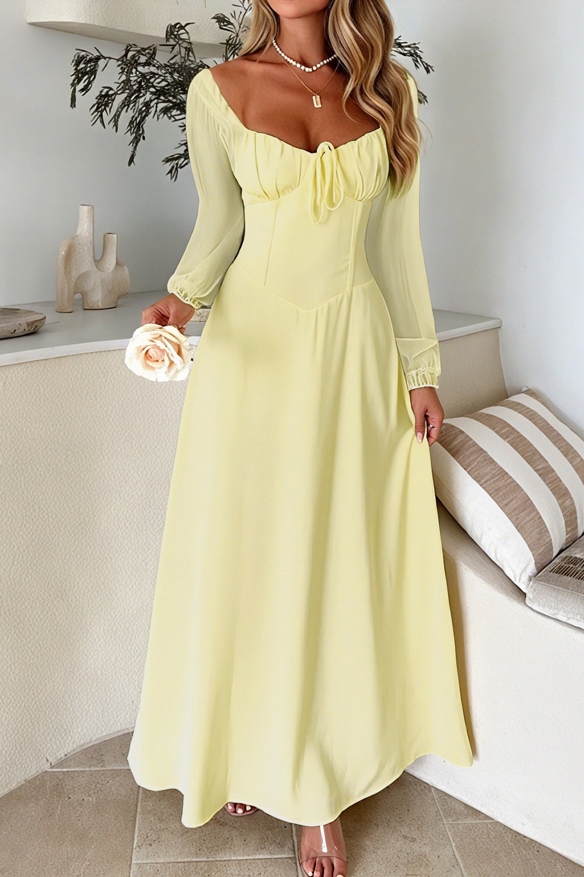 Solid Long Sleeve Dress with Modern Everyday Styling Boutique Fashion Style