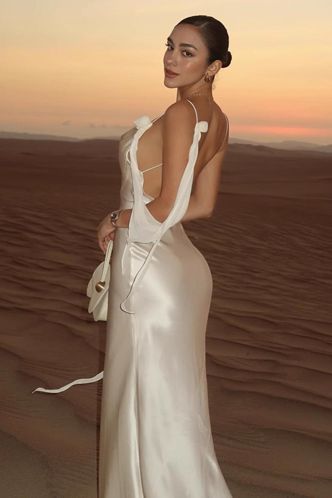 Cami Backless Maxi Silk Dress - View 4 | VelvetHem