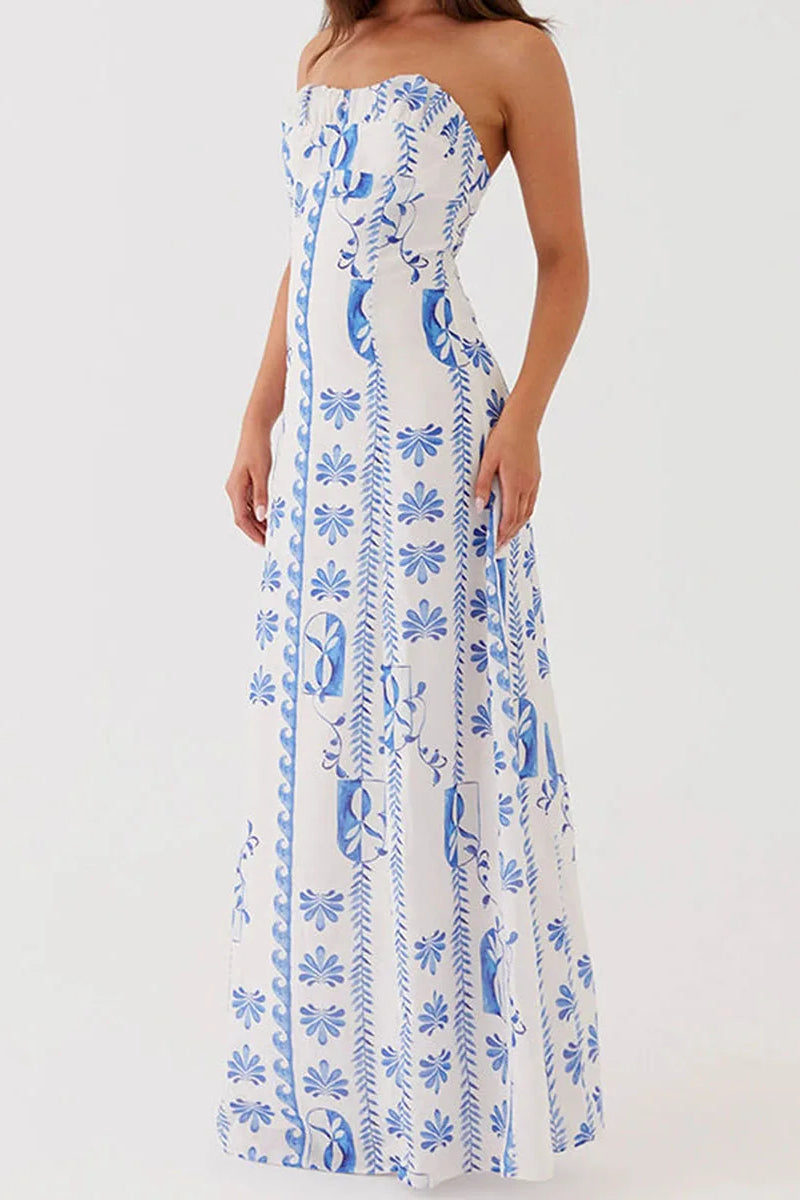 Off-the-Shoulder A-Line Maxi Floral Dress - View 2 | FashionDia