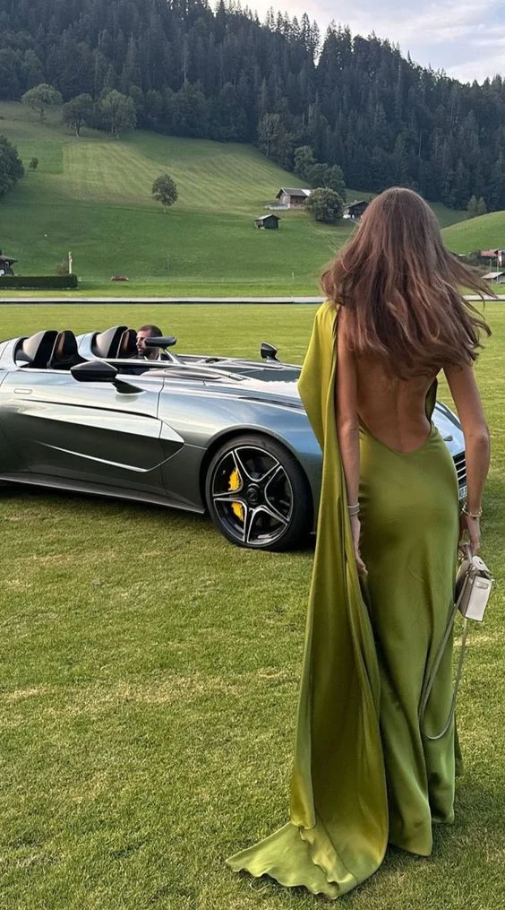Fashion Green Backless Party Dress Sexy Long Prom Dress Evening Gown Y7496 - View 3 | VelvetHem